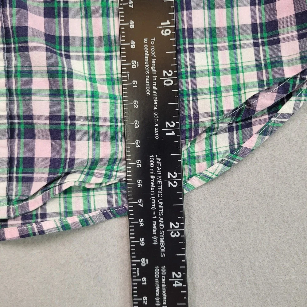 Ralph Lauren Boys S 8/10 Green Pink Plaid Short Sleeve Button Down Shirt